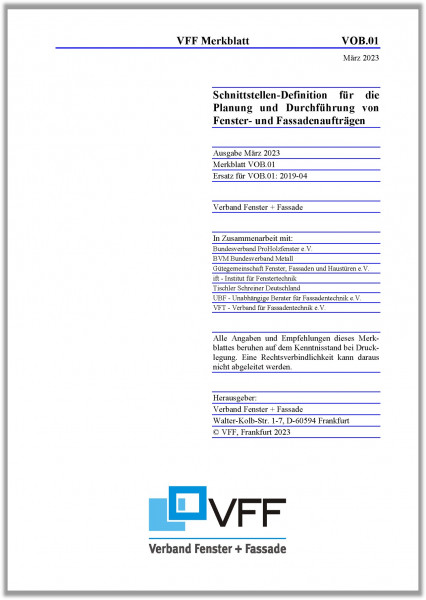 VOB.01 - 2023-03 Schnittstellen-Definition für die Planung und Abwicklung von Fenster- und Fassadena