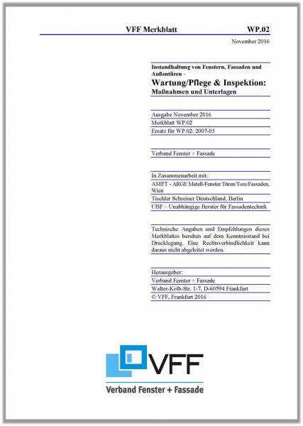 WP.02 - 2016-11 Wartung/Pflege & Inspektion: Maßnahmen und Unterlagen