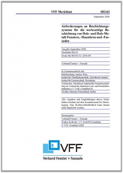 HO.03 - 2020-09 Anforderungen an Beschichtungssysteme für die werksseitige Beschichtung von Holz- un